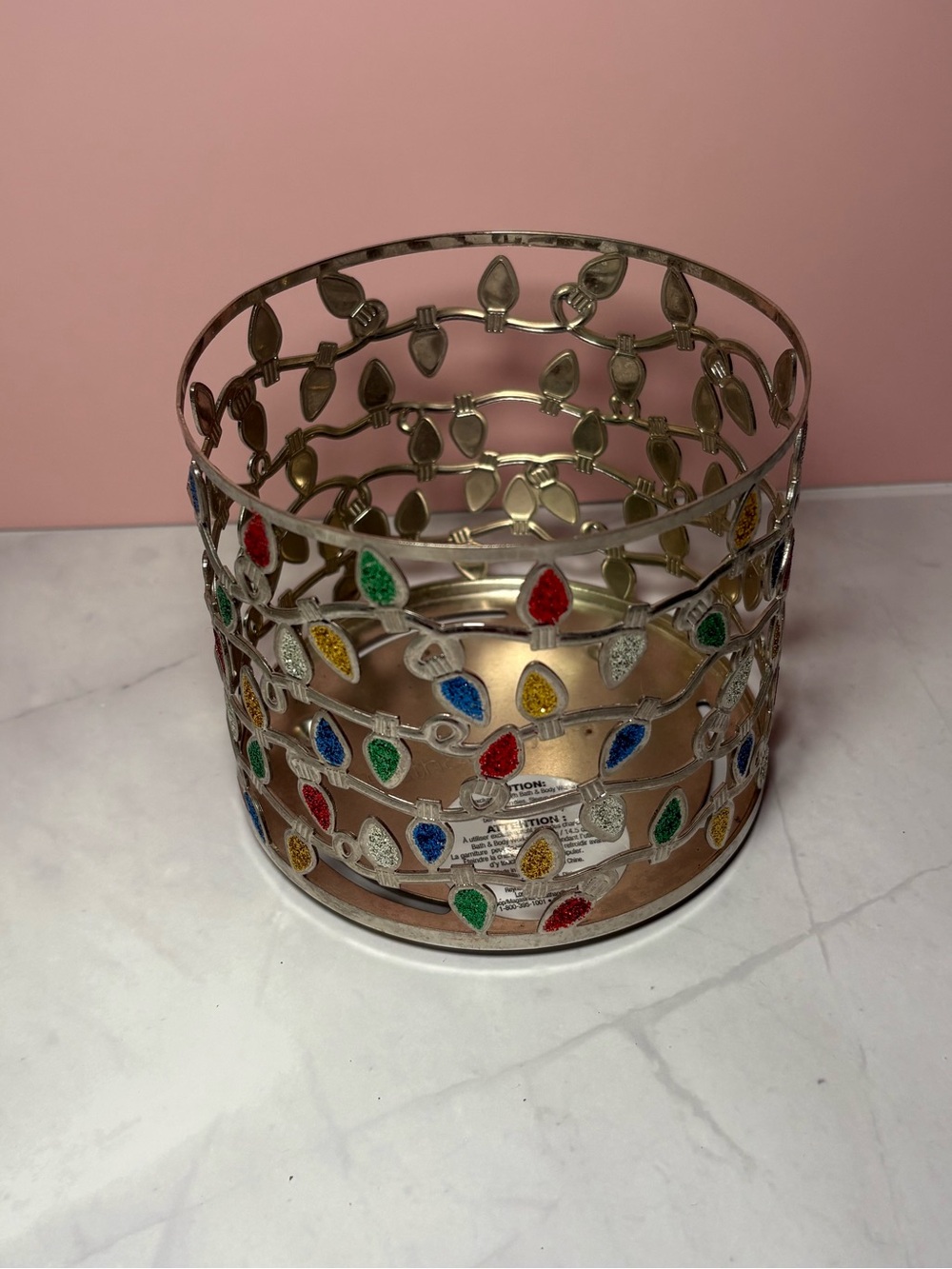 🎄 Bath & Body Works Holiday Lights Three-Wick Candle Holder